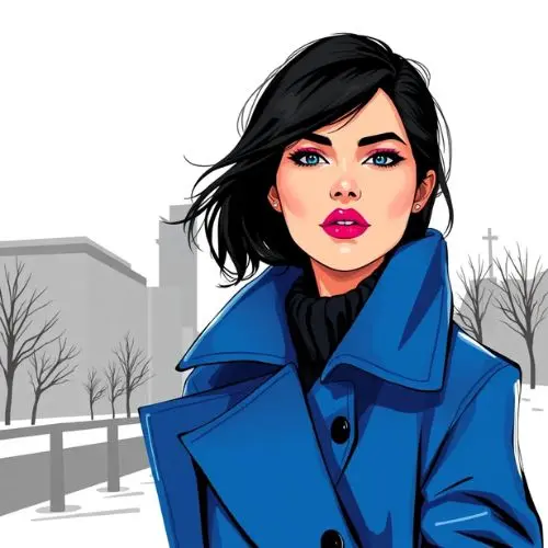 Mujer con colores vibrantes del Invierno Brillante: azul eléctrico y fucsia.