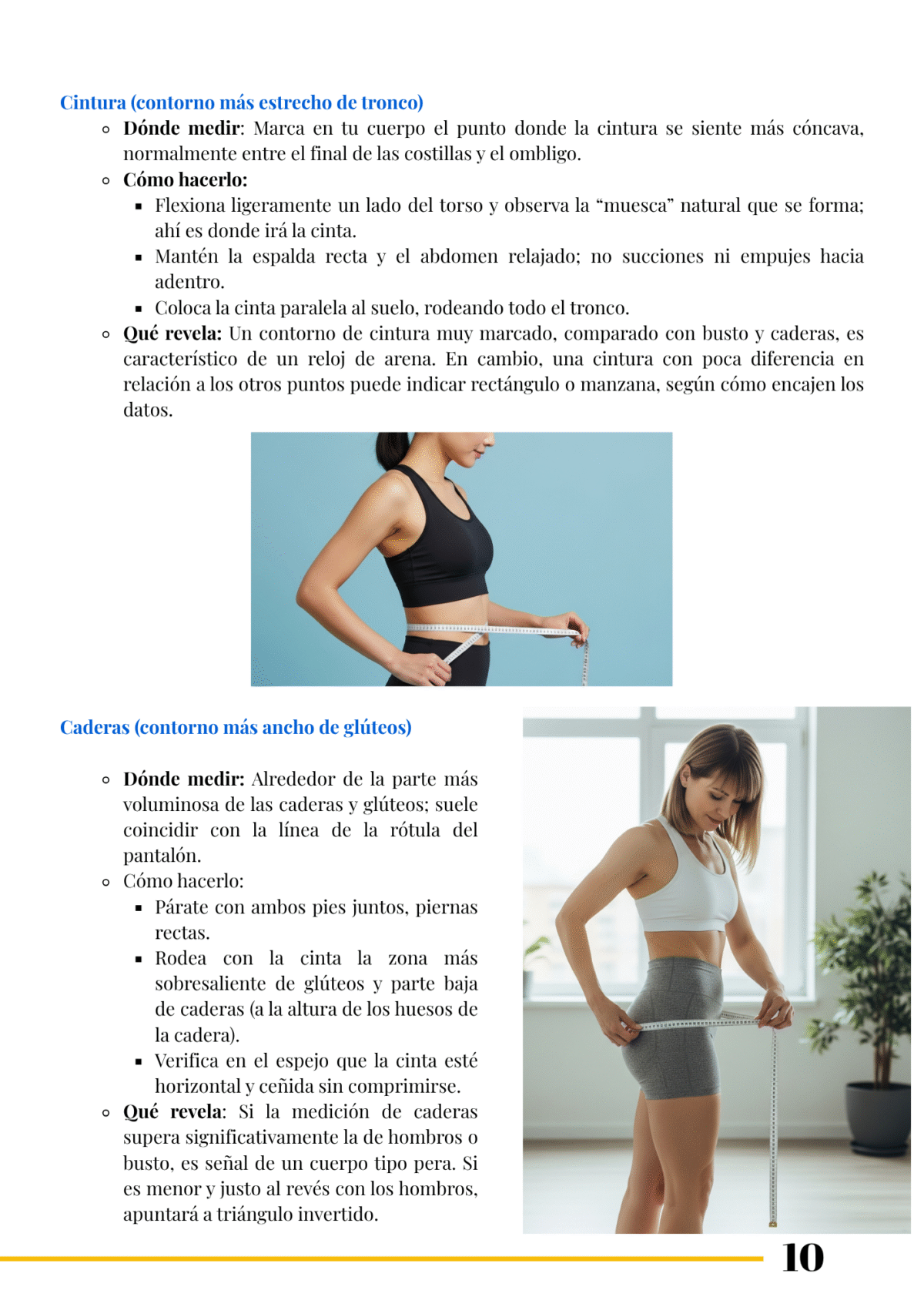 Página interior del libro con imagen explicativa sobre cómo medir el cuerpo